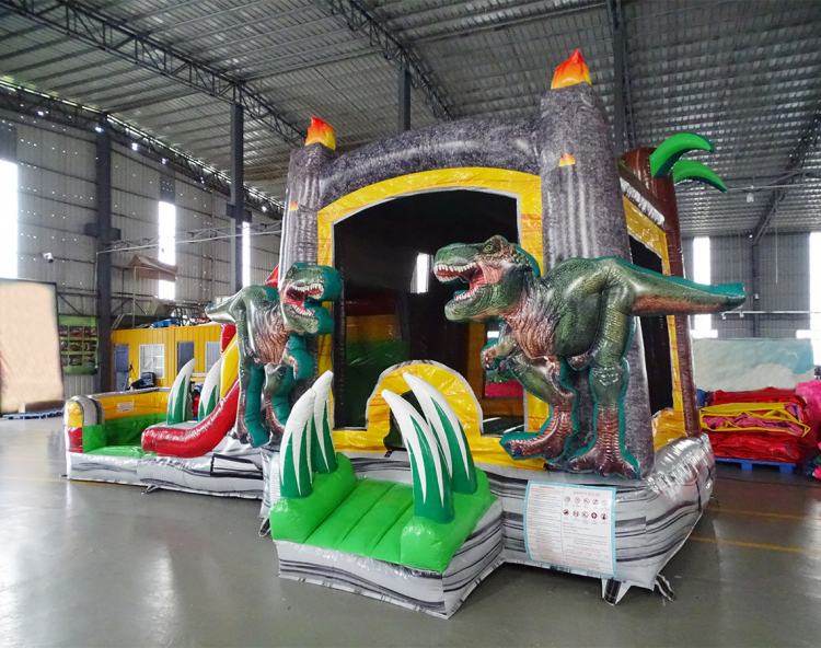 3D Lava Raptor Wet/Dry Bounce House w Slide