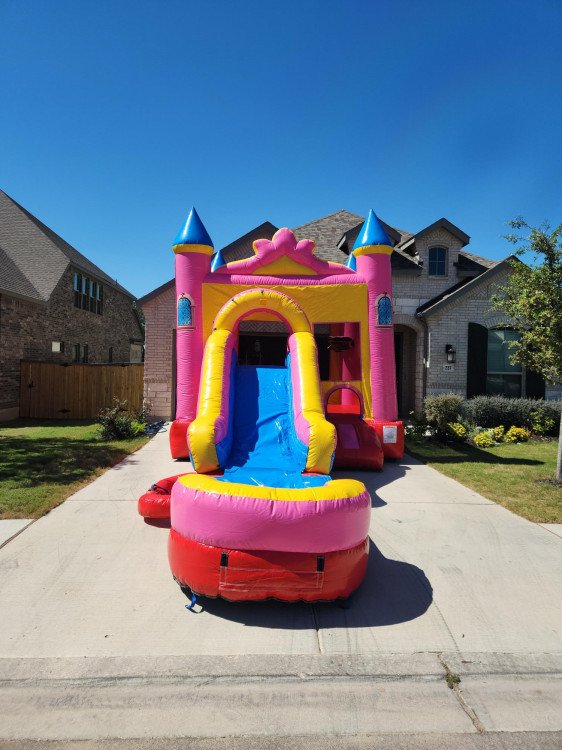 Pink Castle Wet/Dry Bounce House with Slide